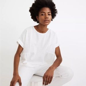 Cuffed-Sleeve Shirred Top